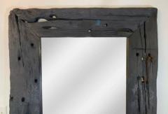 Monumental Modern Rustic Style Hand carved Wooden Black Frame Floor Mirror - 2866148