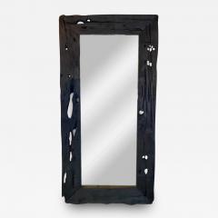 Monumental Modern Rustic Style Hand carved Wooden Black Frame Floor Mirror - 2895822