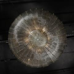 Monumental Modernist Hand Blown Murano Reeded Smoked Glass Flush Mount - 4550552
