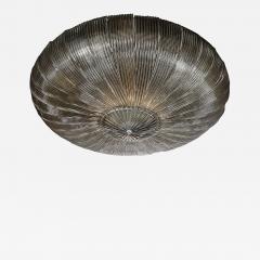 Monumental Modernist Hand Blown Murano Reeded Smoked Glass Flush Mount - 4553646