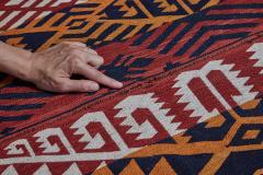 Monumental Moroccan Berber Flat Weave Geometric Rug circa 1960s - 3244448