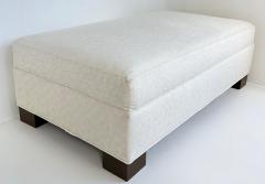 Monumental Newly Upholstered Ottoman Pouf Ebonized Wood Feet - 4222493