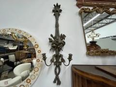 Monumental Pair Of Antique French Patinated Metal Sconces - 3806677