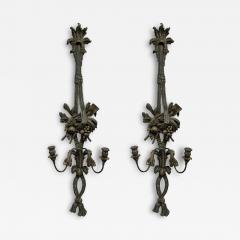 Monumental Pair Of Antique French Patinated Metal Sconces - 3809010