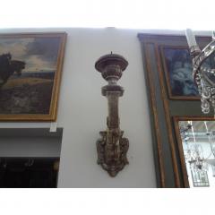 Monumental Pair of 18th Century Venetian Silver Giltwood Sconces - 4224820