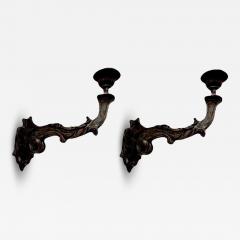 Monumental Pair of 18th Century Venetian Silver Giltwood Sconces - 4226963