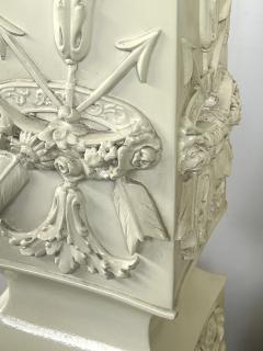 Monumental Pair of Italian 1950s Neoclassical Style Obelisk form Ceramic Lamps - 4521570