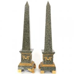 Monumental Pair of Italian Grand Tour Ormolu Mounted Green Granite Obelisks - 1264685