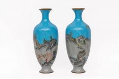 Monumental Pair of Japanese Cloisonn Enamel Vases with Warriors Ota Tamashiro - 4311914