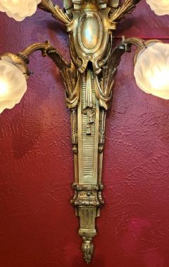 Monumental Pair of Late 19C French Empire Brass Wall Sconces - 3131560