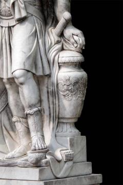 Monumental Pair of White Marble Statue of Classical Roman Figures - 634210