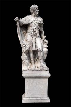 Monumental Pair of White Marble Statue of Classical Roman Figures - 1546725