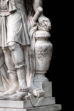 Monumental Pair of White Marble Statue of Classical Roman Figures - 1546736