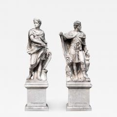 Monumental Pair of White Marble Statue of Classical Roman Figures - 1547253