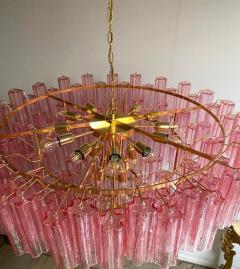 Monumental Pink and Clear Murano Glass Tronchi Chandelier or Ceiling Light - 3735904