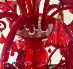 Monumental Red Murano Glass Two Tiered 10 Light Chandelier - 3513637