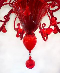 Monumental Red Murano Glass Two Tiered 10 Light Chandelier - 3513639