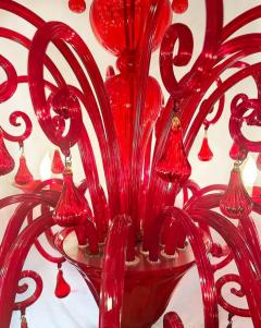 Monumental Red Murano Glass Two Tiered 10 Light Chandelier - 3513654