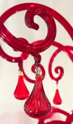 Monumental Red Murano Glass Two Tiered 10 Light Chandelier - 3513655