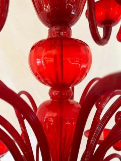 Monumental Red Murano Glass Two Tiered 10 Light Chandelier - 3513673