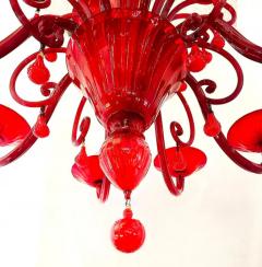 Monumental Red Murano Glass Two Tiered 10 Light Chandelier - 3513676