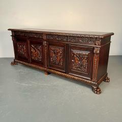 Monumental Renaissance Revival Sideboard Heavily Carved Mahogany Branded - 3335210