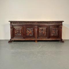 Monumental Renaissance Revival Sideboard Heavily Carved Mahogany Branded - 3335212