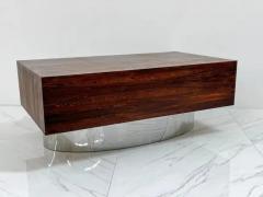 Monumental Rosewood and Polished Stainless Steel Executive Desk 1970s - 3175976