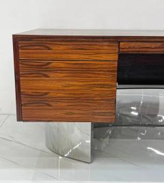 Monumental Rosewood and Polished Stainless Steel Executive Desk 1970s - 3175998