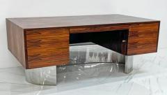 Monumental Rosewood and Polished Stainless Steel Executive Desk 1970s - 3176057