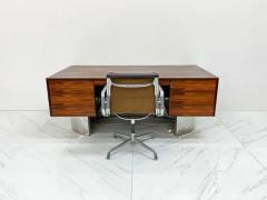 Monumental Rosewood and Polished Stainless Steel Executive Desk 1970s - 3176099