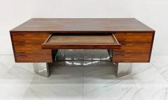 Monumental Rosewood and Polished Stainless Steel Executive Desk 1970s - 3176125