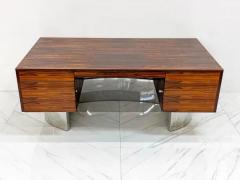 Monumental Rosewood and Polished Stainless Steel Executive Desk 1970s - 3176277
