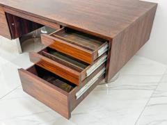Monumental Rosewood and Polished Stainless Steel Executive Desk 1970s - 3176301