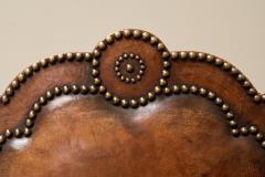 Monumental Sofa in Patinated Brown Leather Studs and Velvet Late 19th Century - 4582509