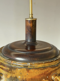 Monumental Terra Cotta Olive Jar Table Lamp With Pleated Shade - 4562479