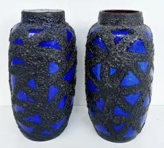 Monumental West German Ceramic Lava Glaze Fish Vases Colorful pair - 3611847