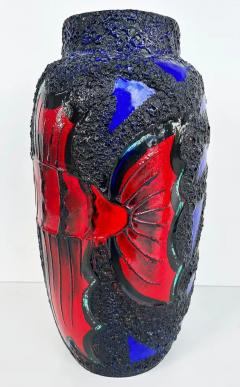 Monumental West German Ceramic Lava Glaze Fish Vases Colorful pair - 3611854