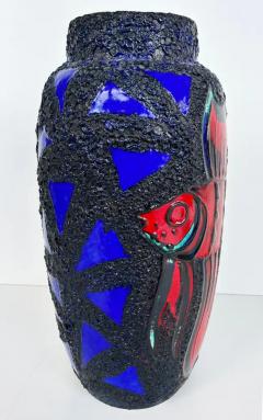 Monumental West German Ceramic Lava Glaze Fish Vases Colorful pair - 3611888