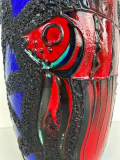 Monumental West German Ceramic Lava Glaze Fish Vases Colorful pair - 3611900