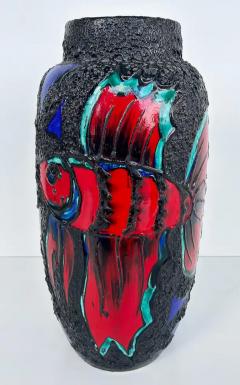 Monumental West German Ceramic Lava Glaze Fish Vases Colorful pair - 3611994