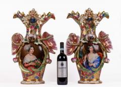 Monumental and Masterful Pair of French Paris Porcelain Hand Painted Vases - 2587332