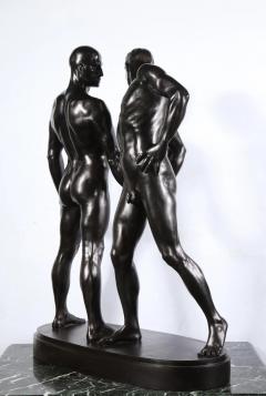 Monumental and Striking Patinated Bronze Figure of Two Male Nude Erotic Lovers - 2458384
