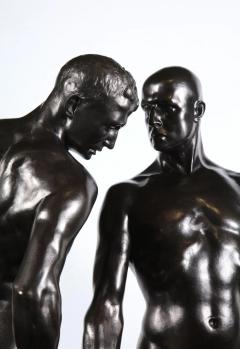 Monumental and Striking Patinated Bronze Figure of Two Male Nude Erotic Lovers - 2458385