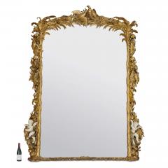 Monumental antique Rococo style carved giltwood mirror - 4149367
