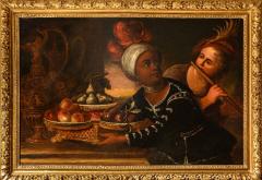 Moor Servant with Fruit basket Dutch School Oil on Canvas - 4511976