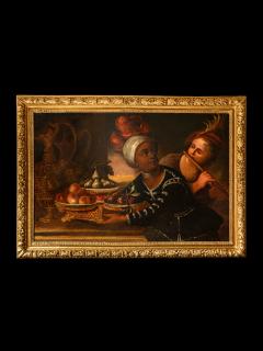 Moor Servant with Fruit basket Dutch School Oil on Canvas - 4511977