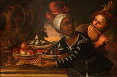 Moor Servant with Fruit basket Dutch School Oil on Canvas - 4512145