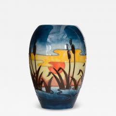 Moorcroft Ceramic Vase with Painted Sunset Scene - 4721287