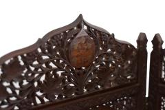 Moorish Carved Teak 3 Fold Screen - 1379778